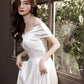 Satin little party dress, white dress, light luxury daily dress,homecoming dress   S3277