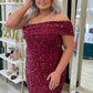 Off the Shoulder Burgundy Tight Homecoming Dress       S3179