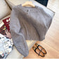 Gray double zipper sweater jacket for women long-sleeved knitted cardigan     S4882