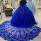 Royal Blue A-Line Ball Gown Long Prom Dresses, Blue Evening Dresses      S3354