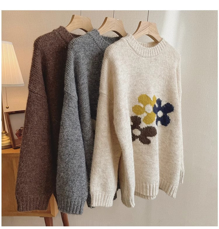 jacquard round neck sweater for women knitted top      S4830