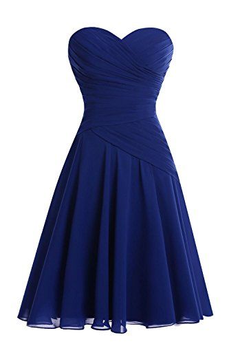 Blue Chiffon Short Bridesmaid Dresses, Knee Length Wedding Party Dress      S2880