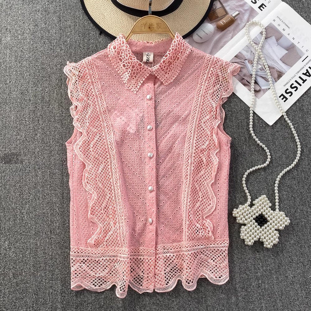 lace shirt women's new top     S4072