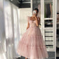 Pink tulle short A line prom dress homecoming dress    S2955