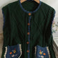 Vintage, Patchwork, Plaid, Loose Waistcoat, Embroidered Round Neck Single Breasted Cardigan Waistcoat     S4360