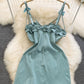 Sexy Spaghetti Strap Dress, Stylish, Waisted, Sleeveless Short A-line Dress      S4401