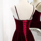 Lovely Wine Red Velvet Short Simple Wedding Party Dress, Dark Red Homecoming Dresses    S2884