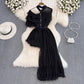 irregular mid-length skirt fashionable a-line pleated dress for women    S4425
