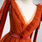 V Neck Tulle Brick Red Long Prom Dresses, Simple Formal Gown Graduation Dresses           S3011
