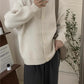 round neck solid color knitted cardigan for women autumn retro soft waxy loose warm sweater jacket      S3378