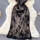 Vintage Dress,spaghetti Strap Dress,little Black Dress      S4477