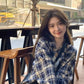 Plaid shirt women's shirt cardigan coat long-sleeved top      S3421