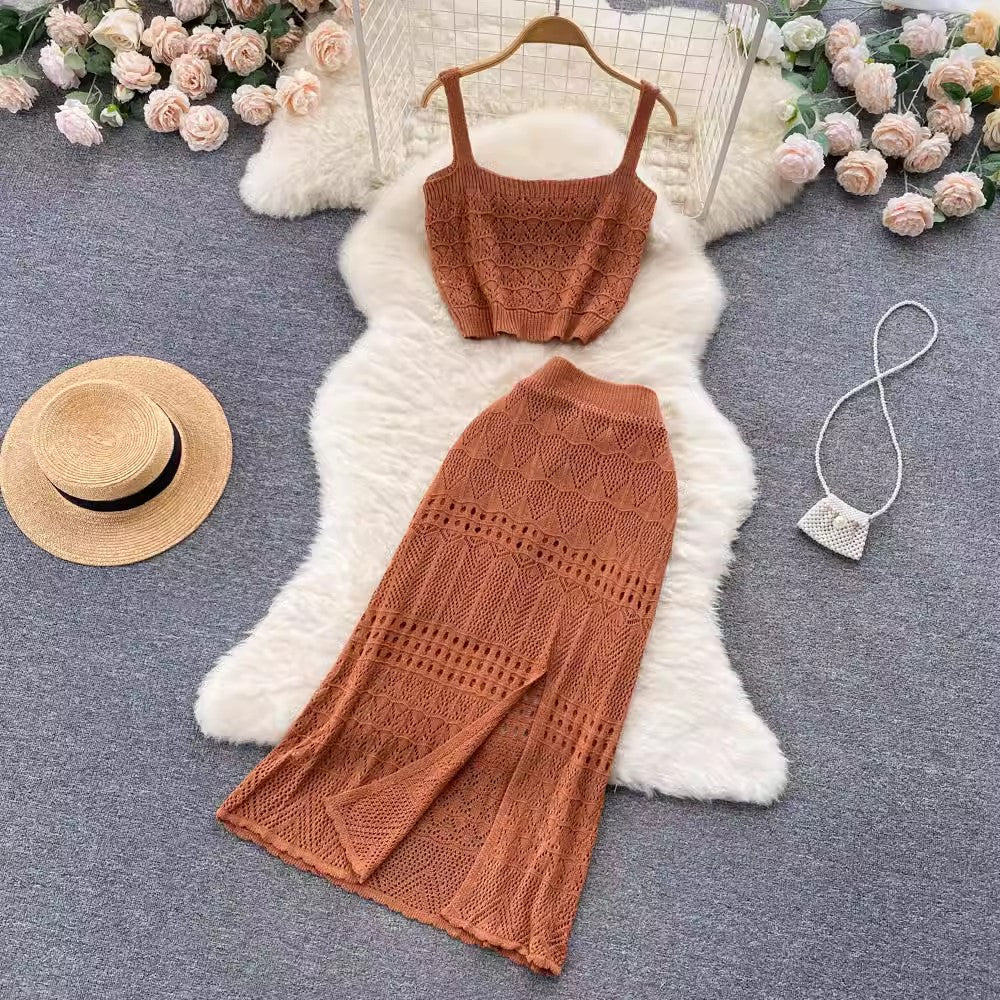 fashion women's short outer wear knitted two-piece suit      S4600