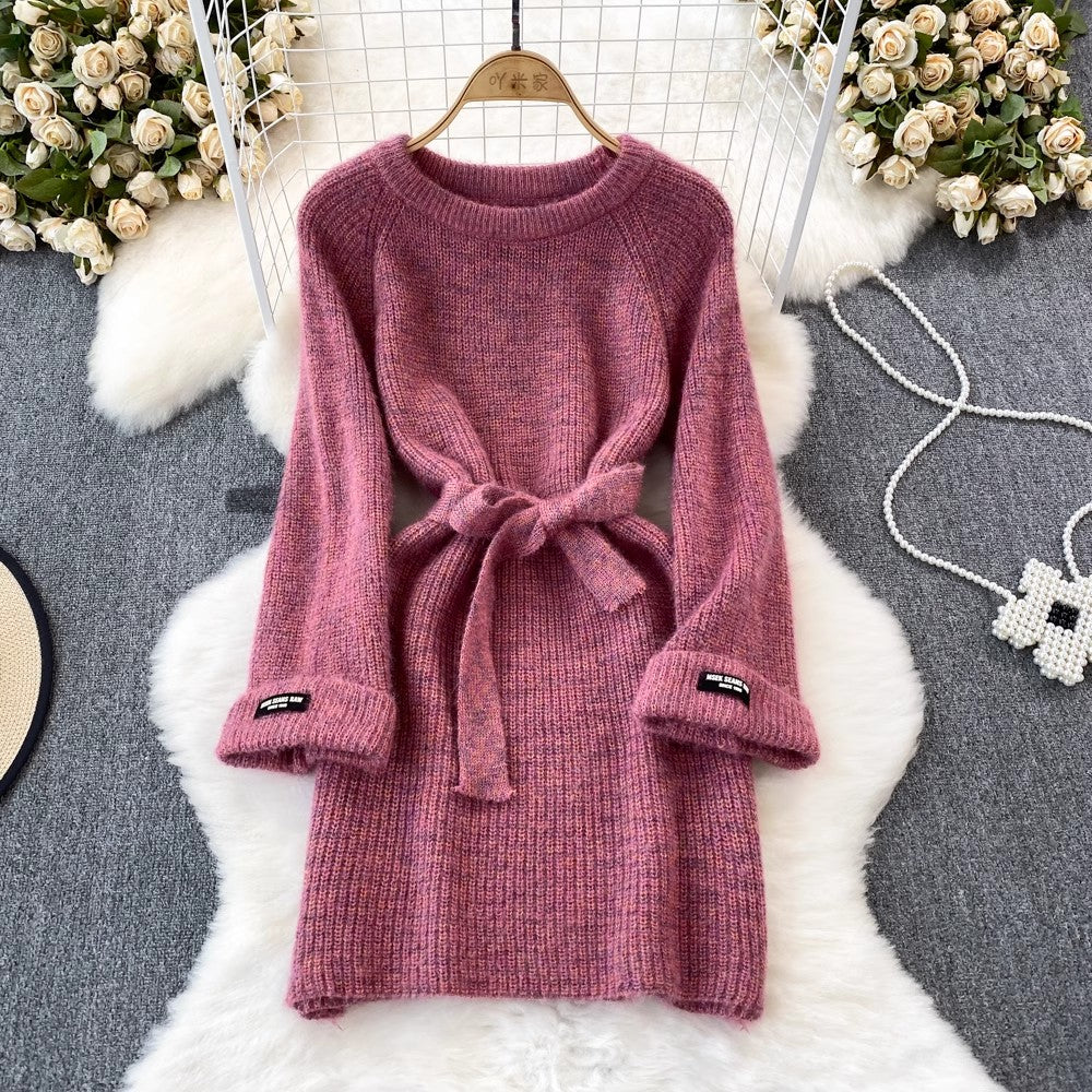 sweater skirt women's A-line knitted dress    S4087