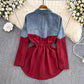 Denim shirt for women new design mid-length top long-sleeved shirt jacket      S4144