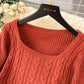Sweater Dress Women's High-Quality Square Neck Puff Sleeve Knitted Skirt      S4615