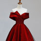 Black And Red Satin Sweetheart Party Dress, A-line Satin Formal Dress      S3511