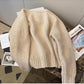 Solid Color Zipper Sweater Jacket Women's New Short Knitted Cardigan     S4858