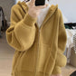 Blue loose zipper sweater for women knitted cardigan      S3407