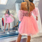 A-Line Pleated Tulle Homecoming Dress        S3666