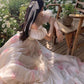 Puff sleeve floral dress women's summer and early autumn long skirt   S3428