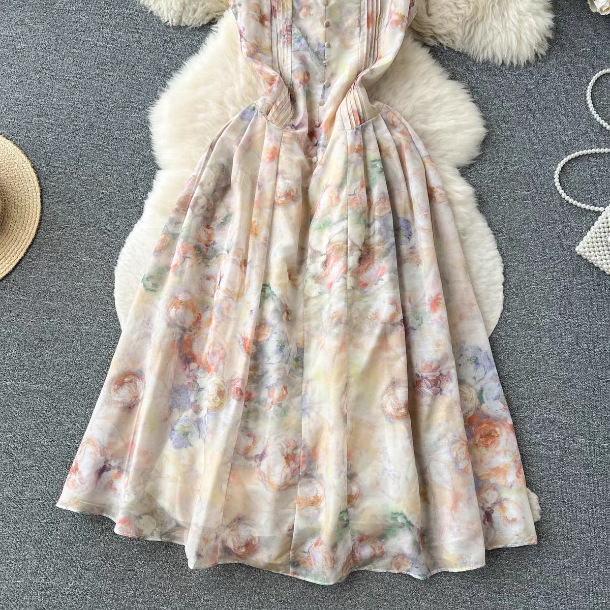 Spaghetti Strap Dress,fairy Floral Dress,cute Dress   S4434