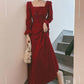 Graduation Dress, Valentine's day gift Dresses, Wedding Guest Dress, Prom Party Dress, Puff Sleeve Square Collar, Popular Casual Stylish     S2684