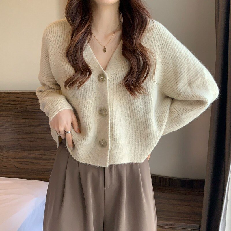 New Shea Green Small Fresh Knitted Cardigan Women's Design Sense Fashion Versatile Sweater Coat Women Sweater   S2773