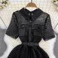 short-sleeved A-line dress elegant long skirt    S4272