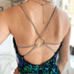 O-Ring Back Sequin V-Neck Short Homecoming Dress      S3308