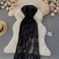 High Quality Black Evening Dress, Sexy Bodycon Dress, Elegant Dress,strapless Dress     S4474