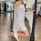 Fitted Sequins White Long Sleeves Short Homecoming Dress      S2696