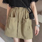 Women's Summer New Drawstring Elastic High Waist Big Pocket Skirt     S3414