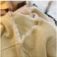 French lace V-neck sweater for women knitted shirt      S4860