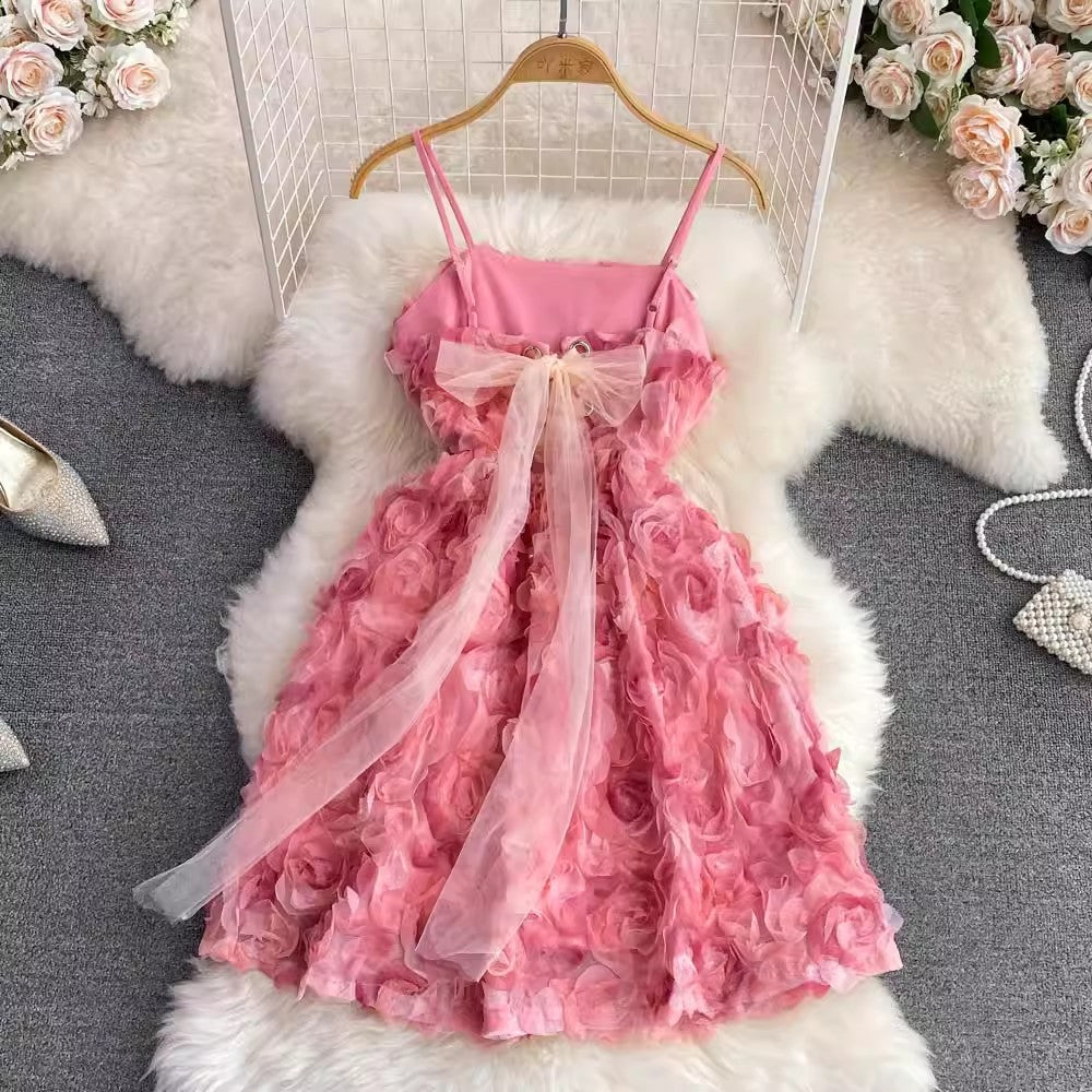 rose tube top suspender skirt A-line dress for women      S4083