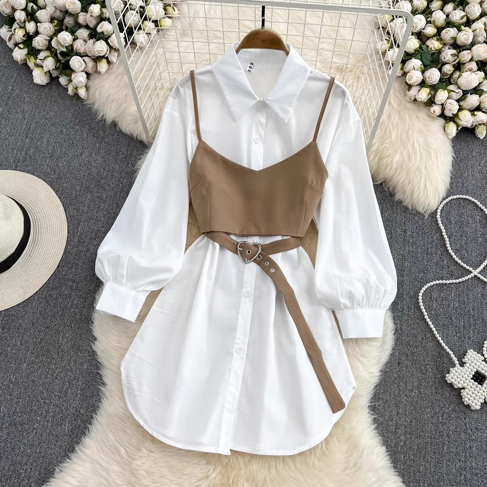 white shirt dress two-piece set       S4068