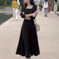 Red Dress Women's Square Neck Mid-Long  Skirt    S3467