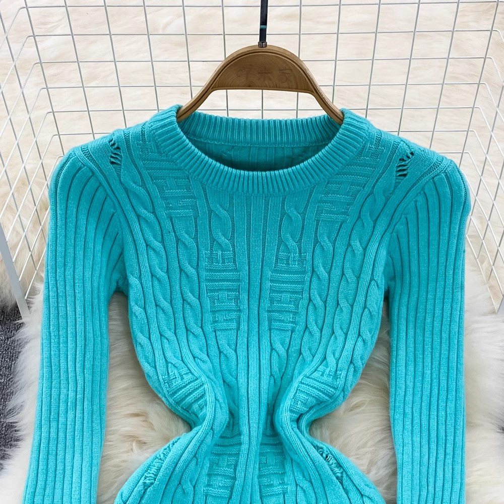 sweater dress round neck irregular knitted dress      S4421