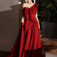 Sleeveless One Shoulder Long Prom Dress Burgundy Red Ball Gown    S2667