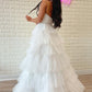 A-line Strapless Pleated Multi-Layers Tulle Long Prom Dress     S3226