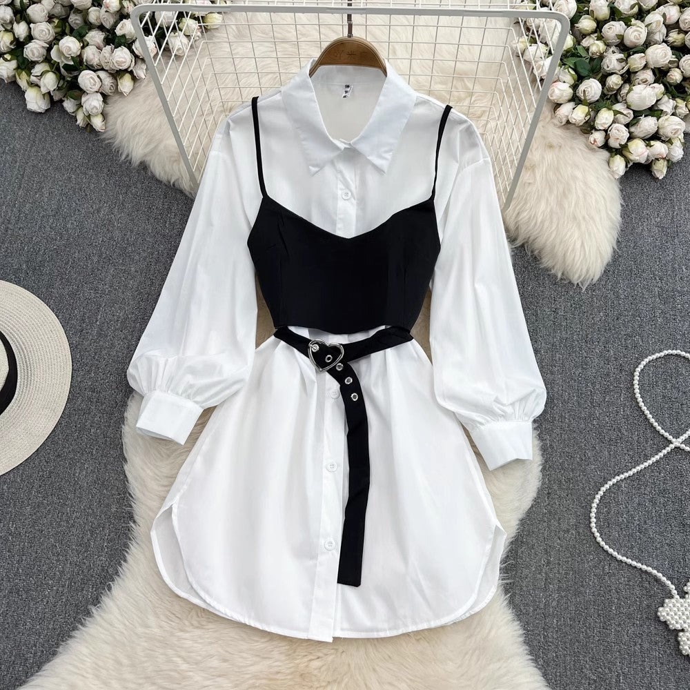 white shirt dress two-piece set    S4014