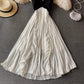 beach dress new style backless holiday pleated dress long skirt    S3976