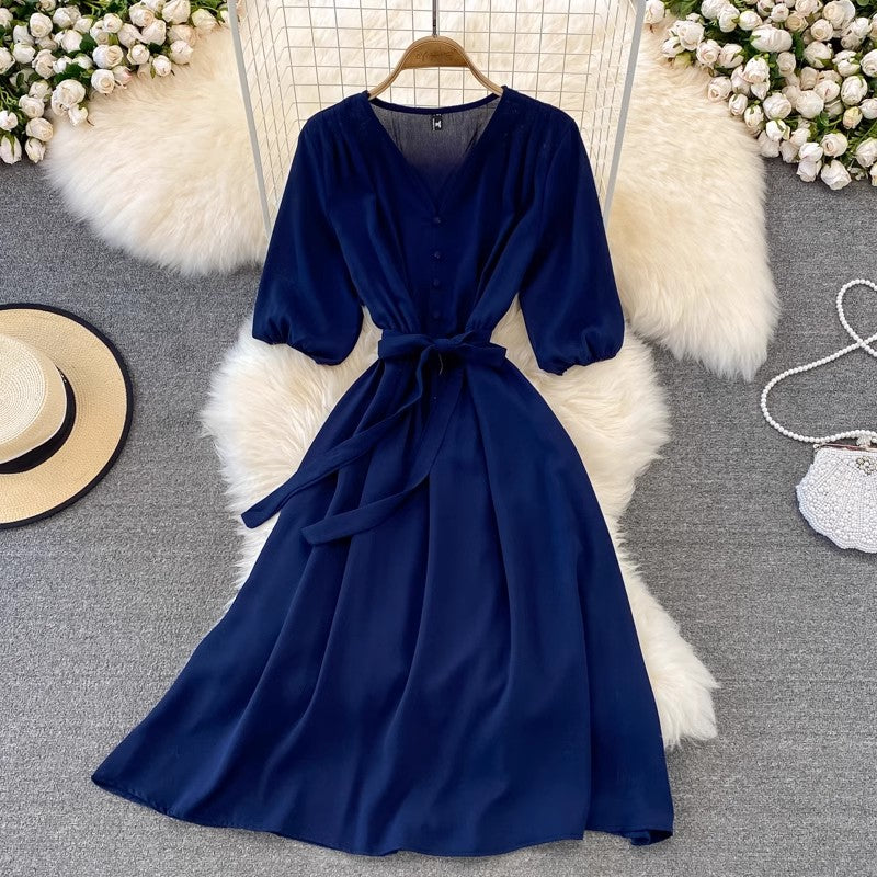 V-neck long dress for women     S4308