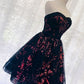 Black Cute Sweetheart Tulle Formal Dresses, Puffy Strapless Appliqued Homecoming Dress     S3298