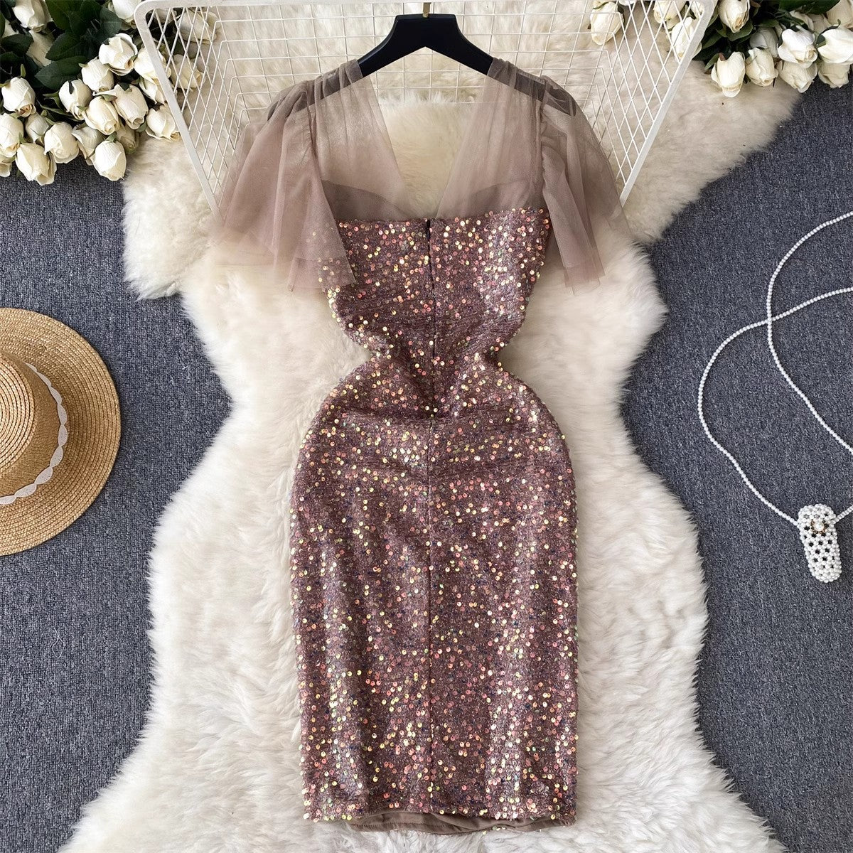 elegant sequin dress women's dress     S4654