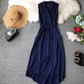 Sleeveless dress for women chiffon mid-length V-neck solid color simple     S4350
