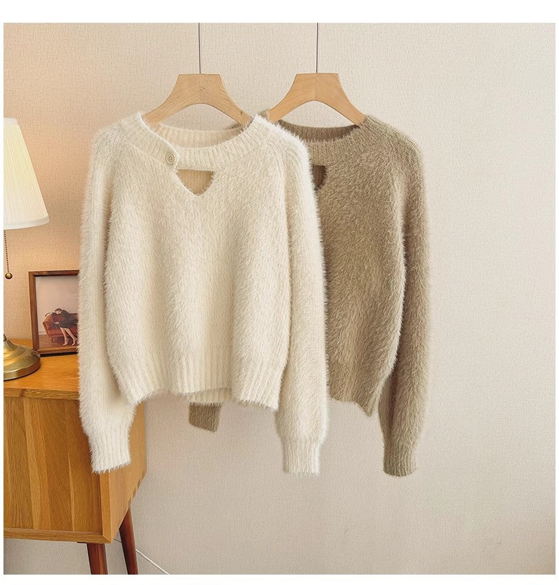 Solid color sweater for women long-sleeved pullover sweater      S4799