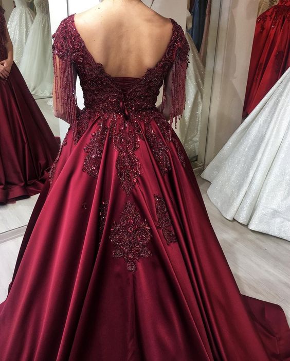 Burgundy Long Prom Dresses,Evening Gown,Party Dresses,Formal Dress      S3502