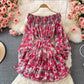 off-shoulder floral dress long-sleeved dress    S4292