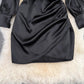 V-neck bubble long-sleeved dress      S3895